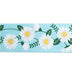 SINGLE FACE SATIN RIBBON 25mm - BLUE WITH DAISY PRINT