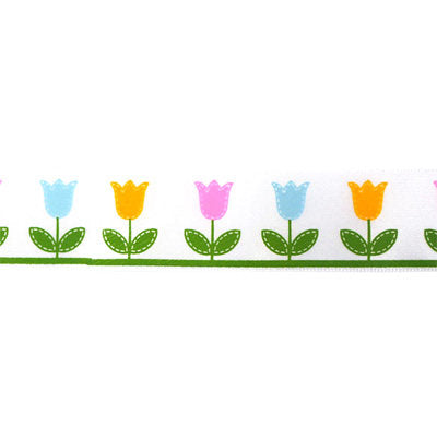 SINGLE FACE SATIN RIBBON 16mm - TULIP PRINT