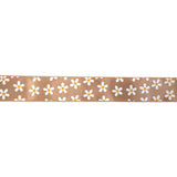 SINGLE FACE SATIN RIBBON 16mm - BROWN WITH DAISY PRINT