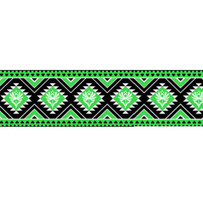38MM SINGLE FACED SATIN RIBBON WITH GEOMETRIC PRINT