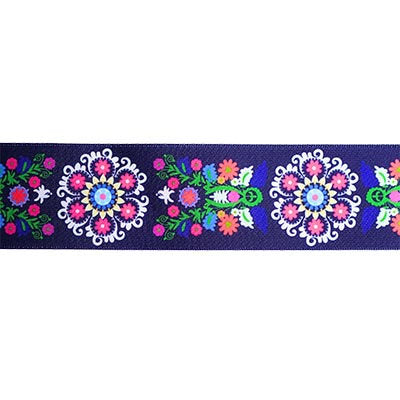 SINGLE FACE SATIN RIBBON WITH FLORAL MOTIF 38MM (1.5")