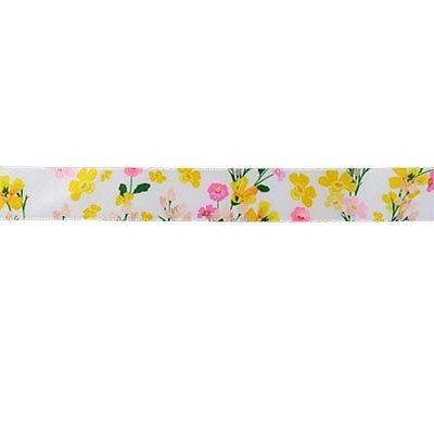 SINGLE FACE SATIN FLORAL RIBBON 16MM (5/8")