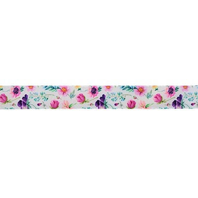 SINGLE FACE SATIN FLORAL RIBBON 16MM (5/8")