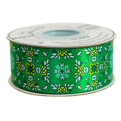 38MM (1 1/2) SINGLE FACE SATIN RIBBON WITH GEOMETRIC PRINT