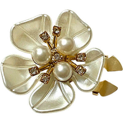 RHINESTONE AND PEARL FLOWER BUTTON COVER