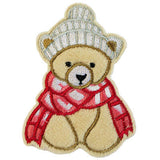 APPLIQUE BEAR WITH HAT AND SCARF IRON ON