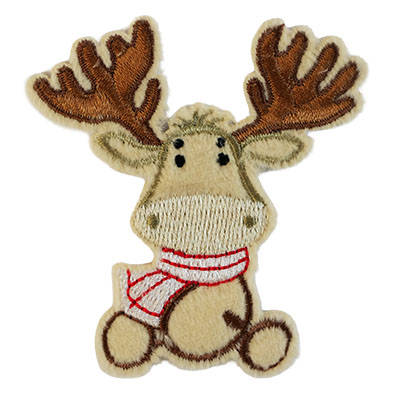 APPLIQUE MOOSE WITH SCARF IRON ON