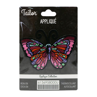 PATCHWORK BUTTERFLY APPLIQUE - IRON/STICK ON 8*5.5CM