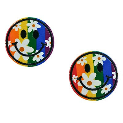 APPLIQUE RAINBOW SMILEY FACE STICK ON IRON ON
