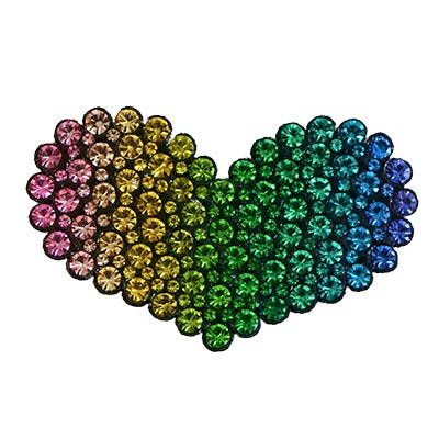 APPLIQUE RHINESTONE RAINBOW HEART SEW ON