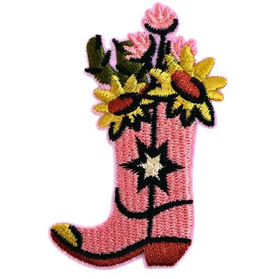 APPLIQUE FLORAL COWBOY BOOT IRON ON