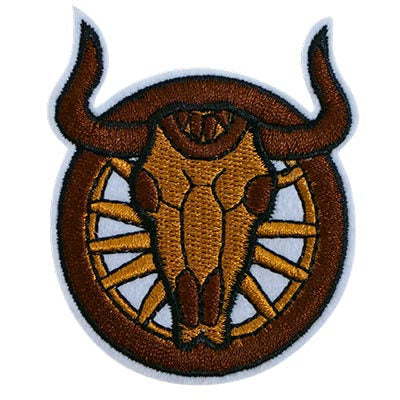 APPLIQUE BULL WHEEL IRON ON