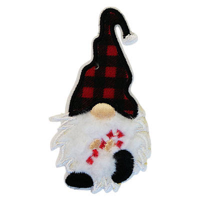 APPLIQUE GNOME HOLDING CANDY CANE IRON ON