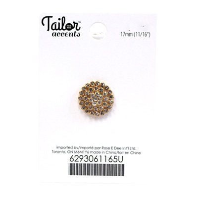 SMALL GOLD TIERED RHINESTONE BUTTON 17MM