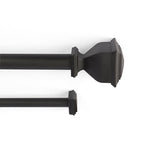 ADJUSTABLE DOUBLE DRAPERY ROD WITH NAPOLEON FINIALS 36-72 INCH (Finials Style: 1" Napoleon  5/8" Small Square)