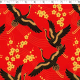 SOCIETY SATIN PRINTS - BLOSSOM CRANES