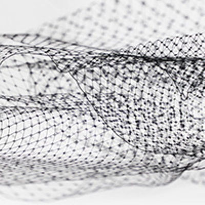 black  nylon hat netting scalloped on both edges 9 inches wide