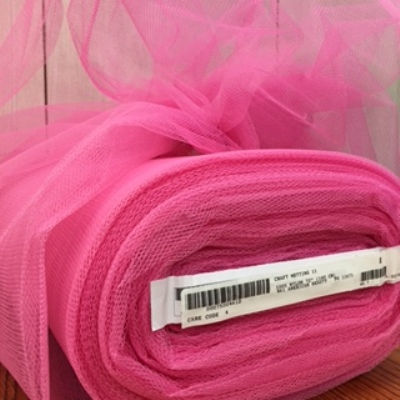 brt pink colour nylon netting with a crisp hand