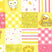 quilted vinyl prints patchwork - yellow/pink
