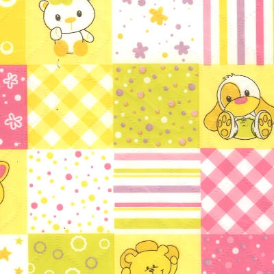 quilted vinyl prints patchwork - yellow/pink
