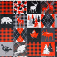 polyester chenille digital print Canadian patchwork -  red