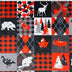 polyester chenille digital print Canadian patchwork -  red