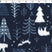 light weight fleece navy forest print