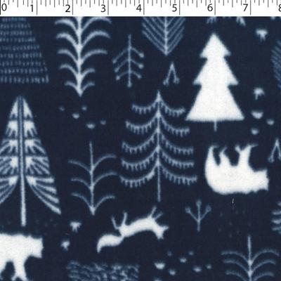 light weight fleece navy forest print