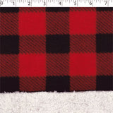 red/black buffalo print fleece bonded sherpa