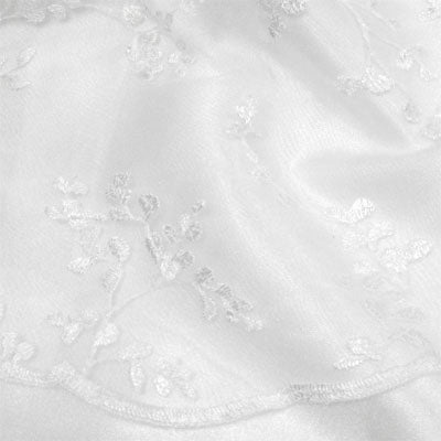 white viney leaf embroidered mesh with scapolled edge