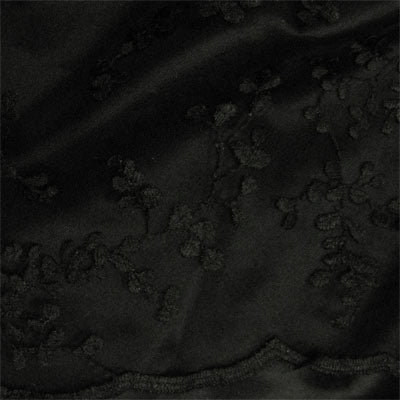 black viney leaf embroidered mesh with scapolled edge
