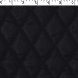 black polyester diamond quilt stain. Acetate lining Face, Polyester fill, and Polypropylene back