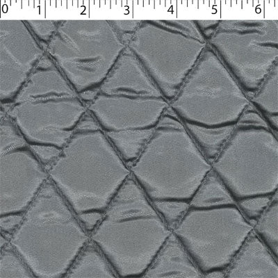 grey polyester diamond quilt stain. Acetate lining Face, Polyester fill, and  Polypropylene back