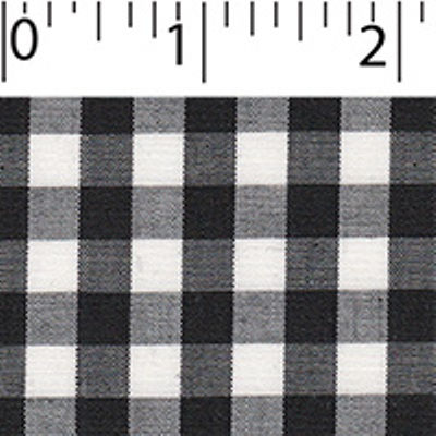 light weight polyester cotton 1/4 inch gingham in black and white