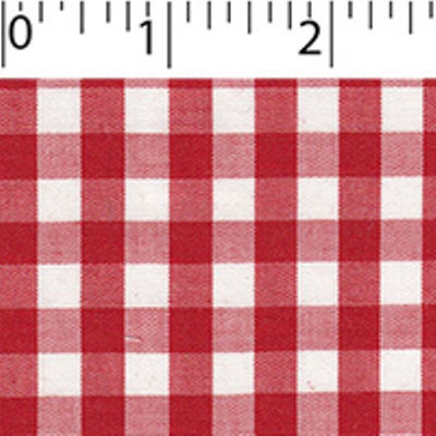 light weight polyester cotton 1/4 inch gingham in red and white