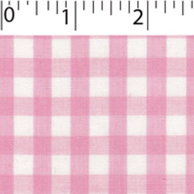 light weight polyester cotton 1/4 inch gingham in pink and white