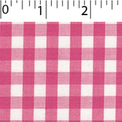 light weight polyester cotton 1/4 inch gingham in bright pink and white