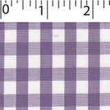 light weight polyester cotton 1/4 inch gingham in lilac and white
