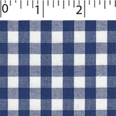 light weight polyester cotton 1/4 inch gingham in royal and white