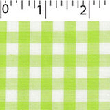 light weight polyester cotton 1/4 inch gingham in apple green and white