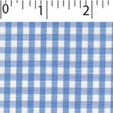 light weight polyester cotton 1/8 inch gingham in light blue and white