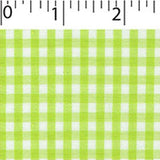 light weight polyester cotton 1/8 inch gingham in apple green and white