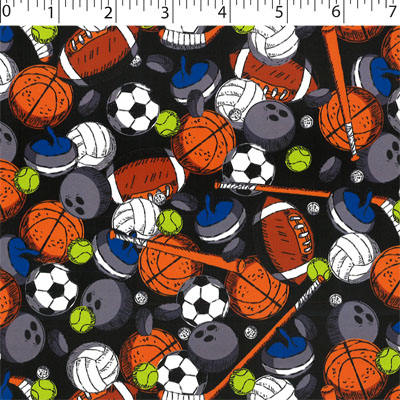 black ground cotton flannelette with balls