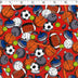 red ground cotton flannelette with balls