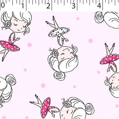 pink ground cotton flannelette with little dancers
