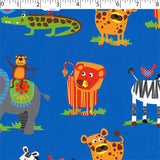 royal  ground cotton flannelette with sarfari animals