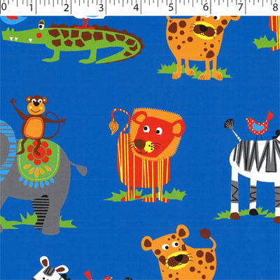 royal  ground cotton flannelette with sarfari animals