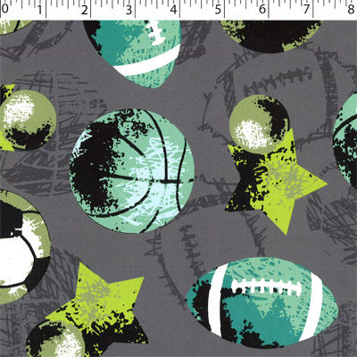 grey ground cotton flannelette with with balls