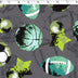 grey ground cotton flannelette with with balls