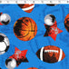 blue ground cotton flannelette with with balls